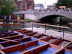 A group of punts on the Cam waiting to be taken out by amateur punters!
