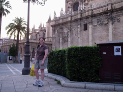 Kate outside the Seville Cathedral, the third largest church in the world.
