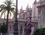 Kate in front of the Seville Cathedral
