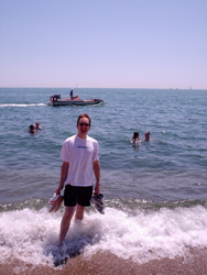 Andrew in the Mediterranan surf.