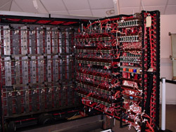A reconstruction of The Bombe - invented by Alan Turing to help decrypt Enigma messages.