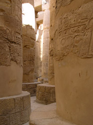 Karnak temple, just out of Luxor, is the second most visited site in Egypt. This photo was taken in the Hypostyle Hall which consisting of 134 massive columns 23 meters high. Nicknamed the Karnak forest it was a very special place to visit.
