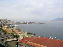 The Bay of Naples with the corner of Mt Vesuvius on the right.