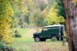 The familiar National Trust Land Rover. You can't be a National Trust warden without one of these babies. This is on our first day which we spent at Bradenham Estate. We chopped down 20 year old trees, which had been planted in error, and burnt them on our oversized bonfire.