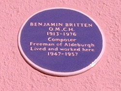 Benjamin Britten lived in this house in nearby Aldeburgh, but he mightn't approve of the Suffolk Pink paintjob.